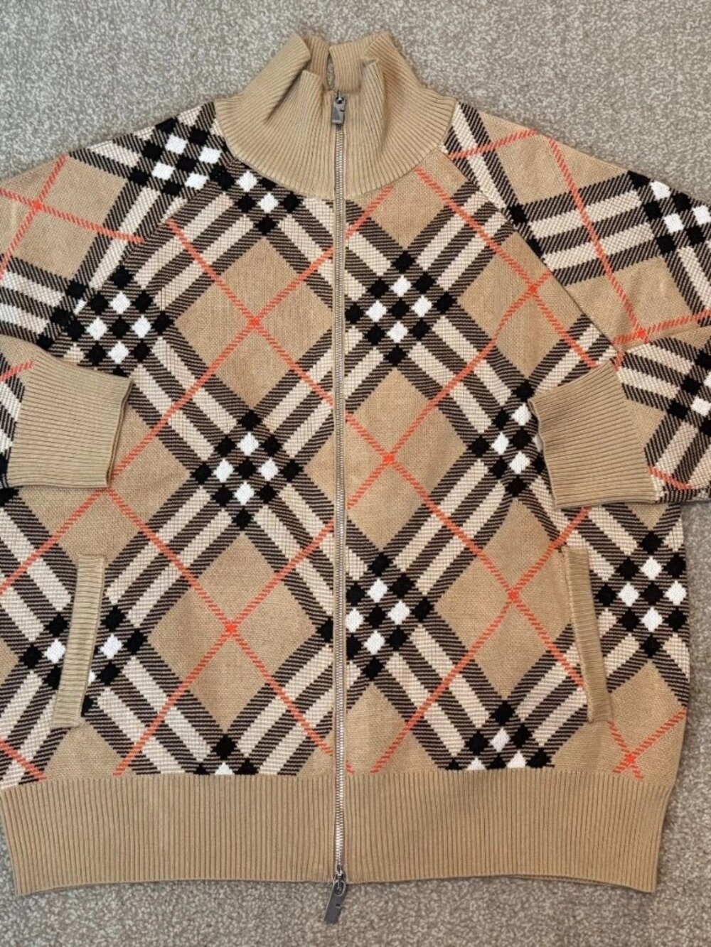 Burberry Check Wool Mohair Blend Jacket sand beige sz M